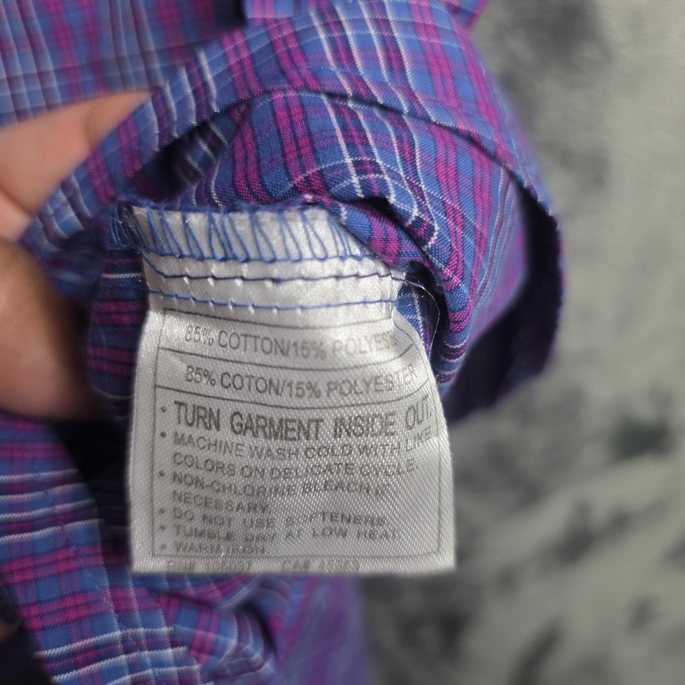 Ariat Pro Series Men's Purple Plaid Button Down Long Sleeve Shirt Sz Medium - Picture 5 of 9